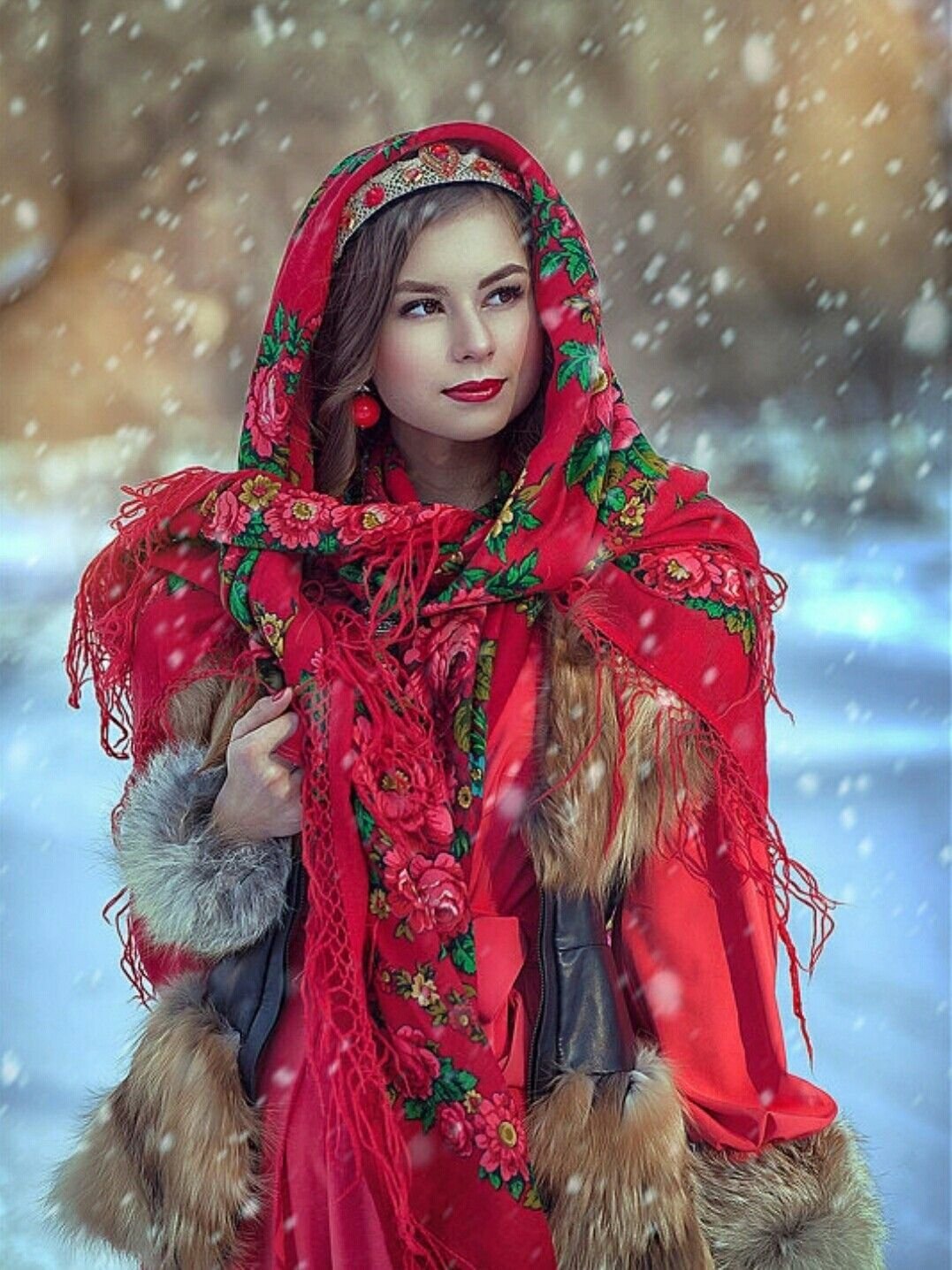 Beautiful girl Women in Slavic costumes in Peshawar